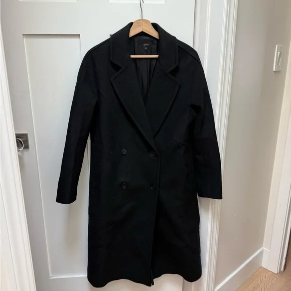 Quince Italian Wool Double-Breasted Slouch Coat Black Size small NWOT - Picture 3 of 8
